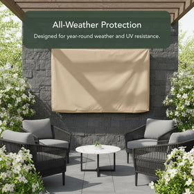 Covermates fitted on wall-mounted TV illustrating secure touch-fastener closure