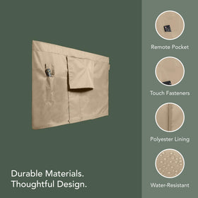 Covermates weather-ready fabric shields dust and sun while staying flexible.