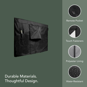 Covermates secure touch-fastener closure allows easy wire access with a snug fit.