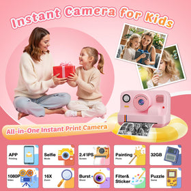 Cowilax instant print camera for kids back view, showcasing durable kid‑friendly build