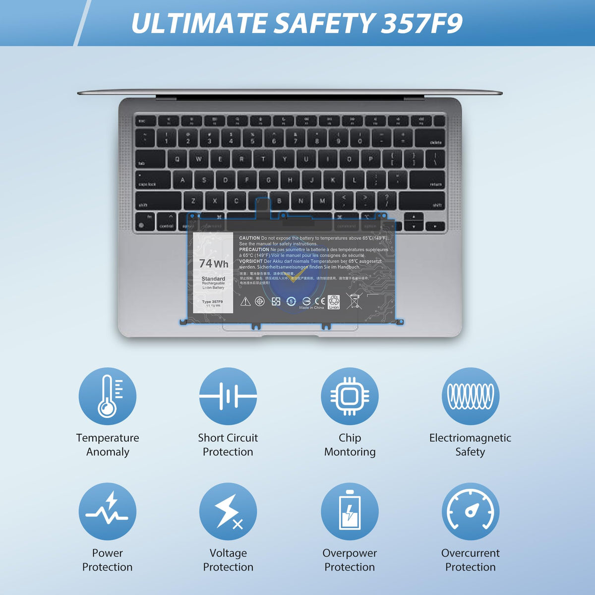 COWOOGMZ 357F9 74Wh 11.1V six-cell design