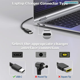 COWOOGMZ 65W USB-C charger in use with ThinkPad for efficient power delivery