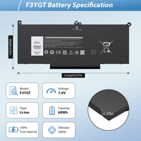 COWOOGMZ F3YGT battery back view with clear labeling for easy identification.