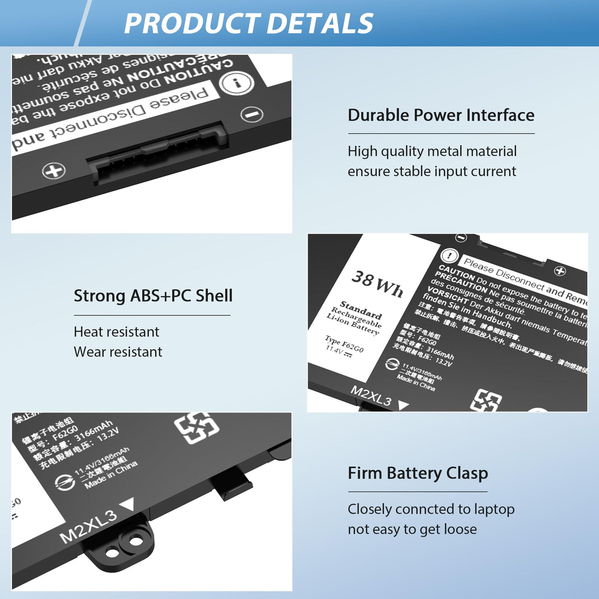 COWOOGMZ F62GO compatibility chart lists supported Dell and Vostro models.