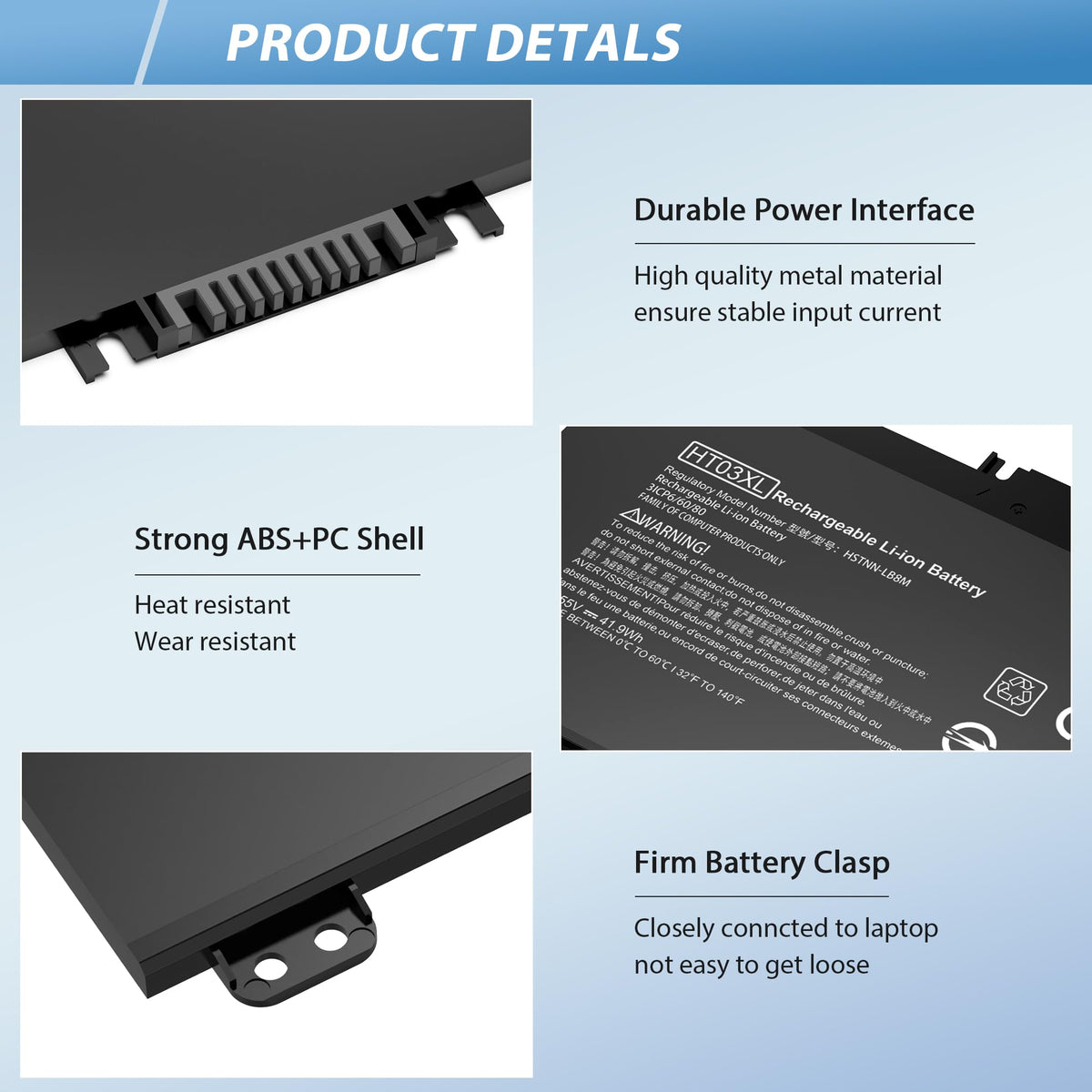 COWOOGMZ HT03XL battery with user manual, clear guidance for replacement