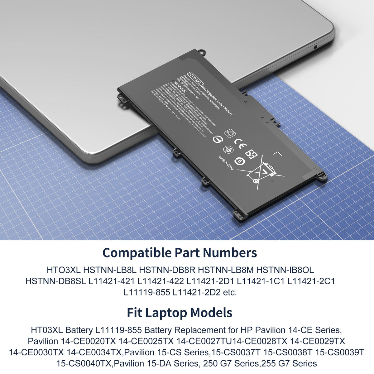 COWOOGMZ HT03XL internal cell layout, efficient energy density for longer use