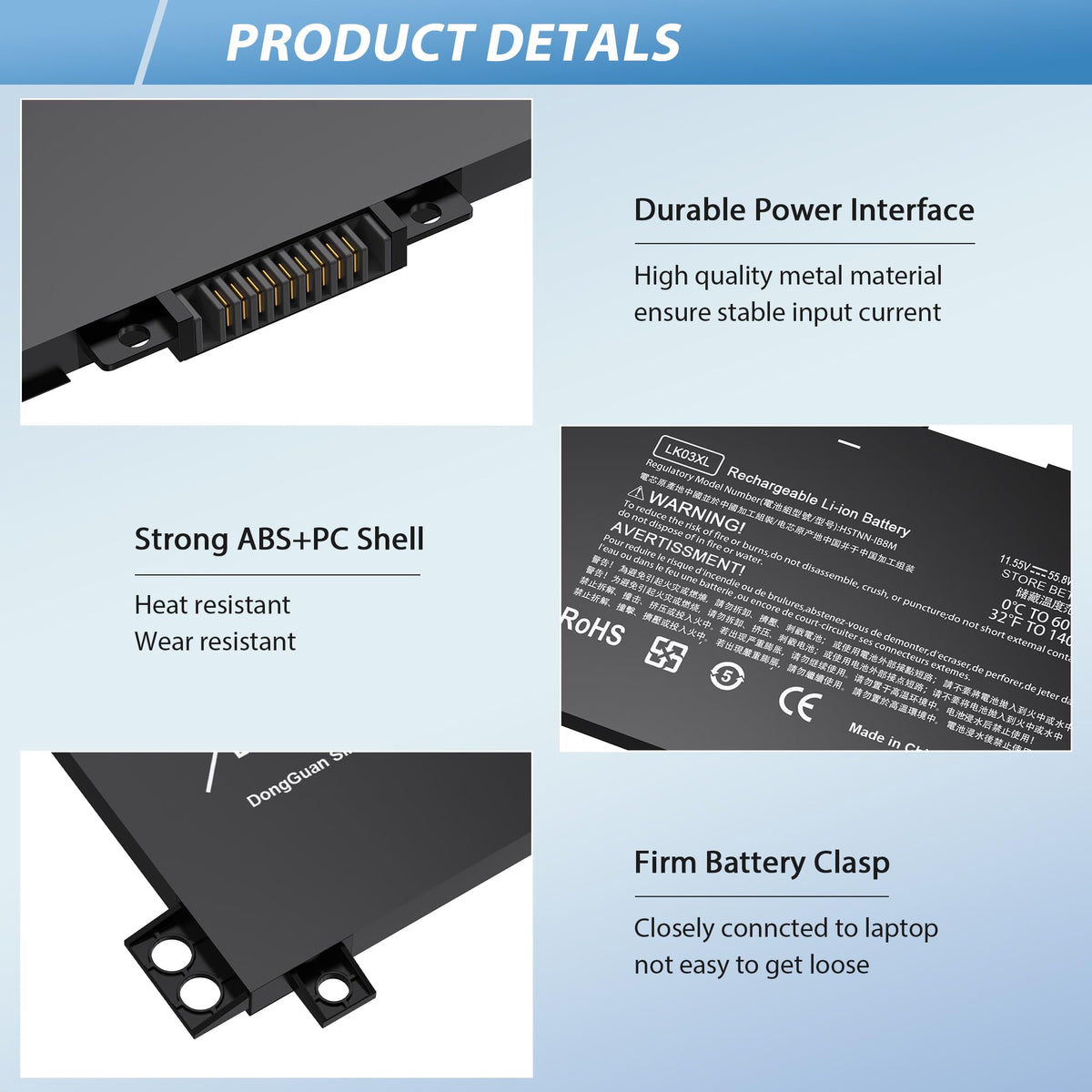 COWOOGMZ LK03XL compatibility chart highlighting HP Envy X360 models