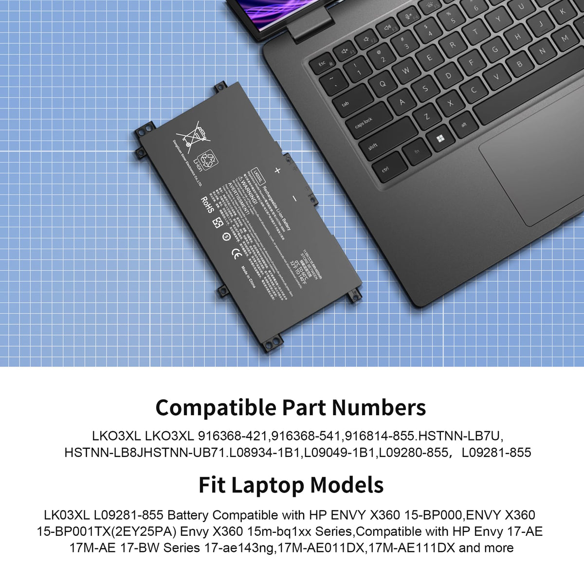 COWOOGMZ LK03XL durable housing protects the battery during daily use