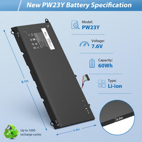 COWOOGMZ PW23Y battery with back connectors for Dell XPS 9360