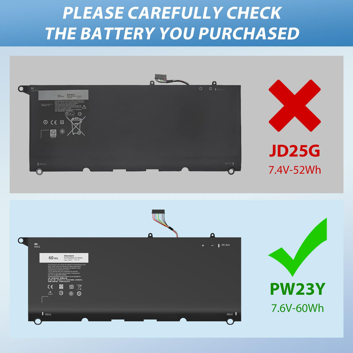 Packaging including manual and tools for PW23Y battery installation