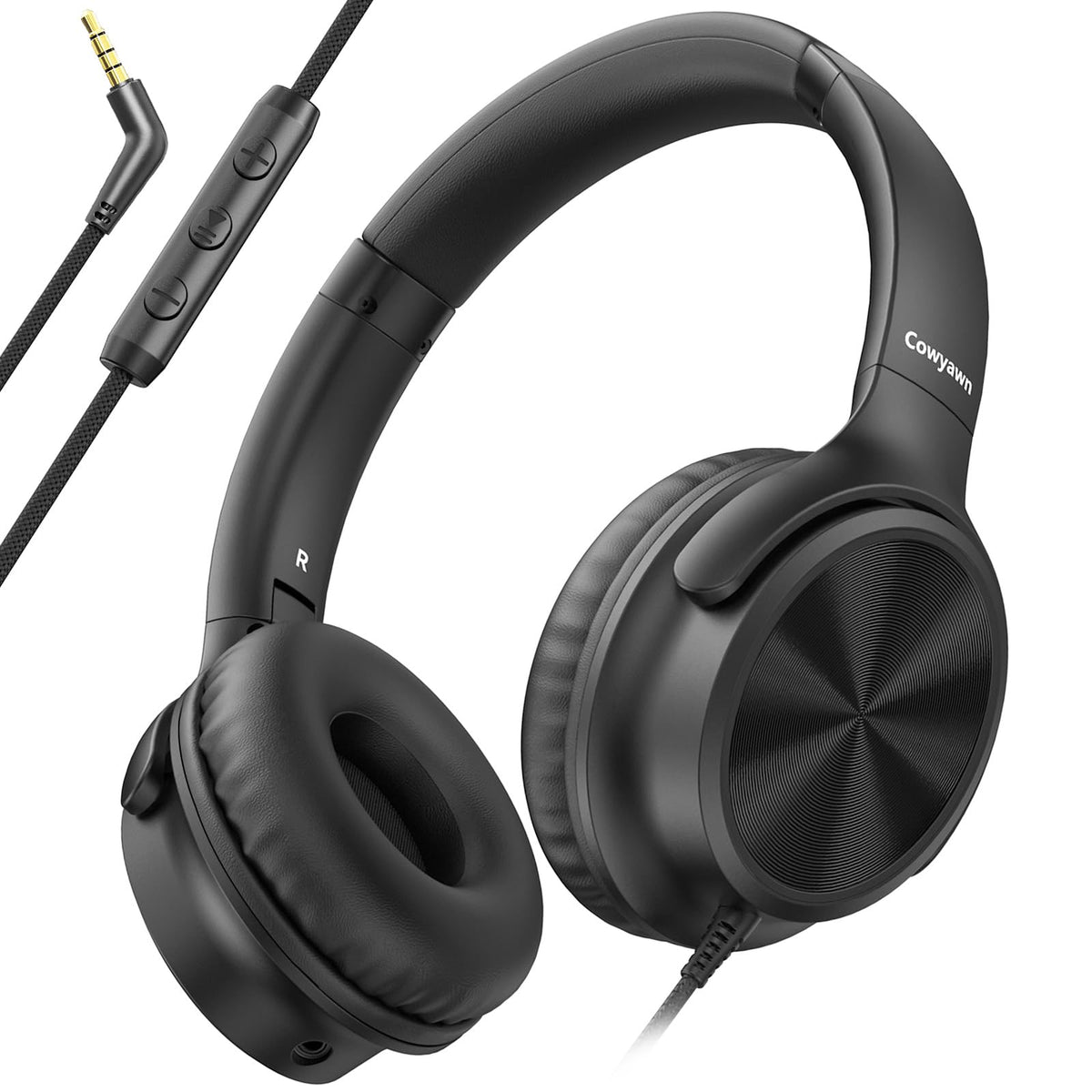 Cowyawn over-ear headphones foldable design for easy travel and storage