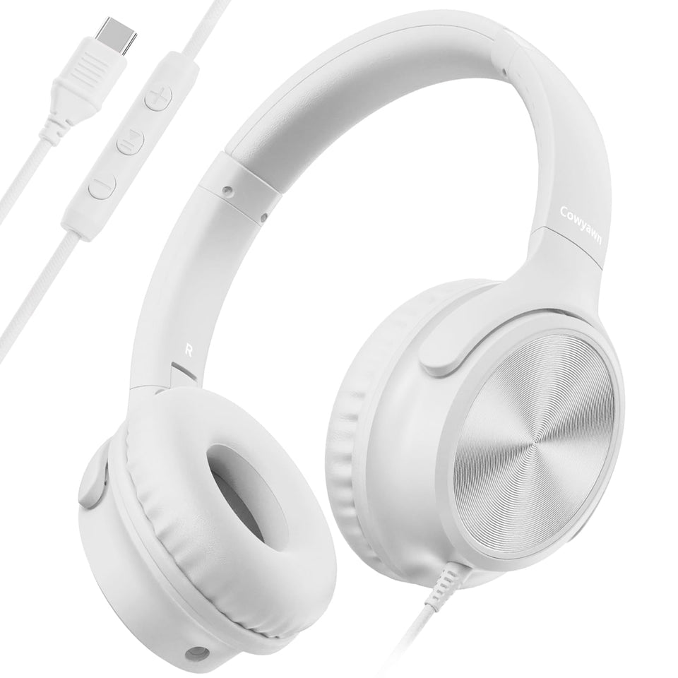 Cowyawn USB-C over-ear headphones with mic for calls and media