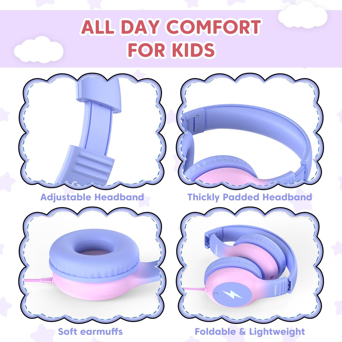 Cowyawn USB-C kid headphones compatibility with laptops and tablets