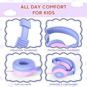 Cowyawn USB-C kid headphones compatibility with laptops and tablets