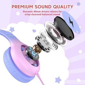 Cowyawn USB-C kid headphones with microphone for calls and learning