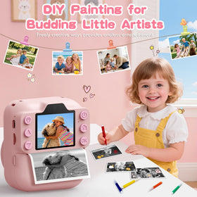 Coxlame Kids Instant Print Camera includes color pencils for decorated prints