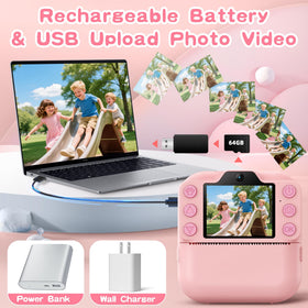 Coxlame Kids Instant Print Camera USB-C charging for quick recharges