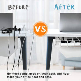 COYACOOL 2-pack cable raceway under desk kept tidy and accessible.