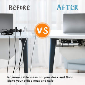 COYACOOL metal wire cable tray keeps office cables organized and off the floor