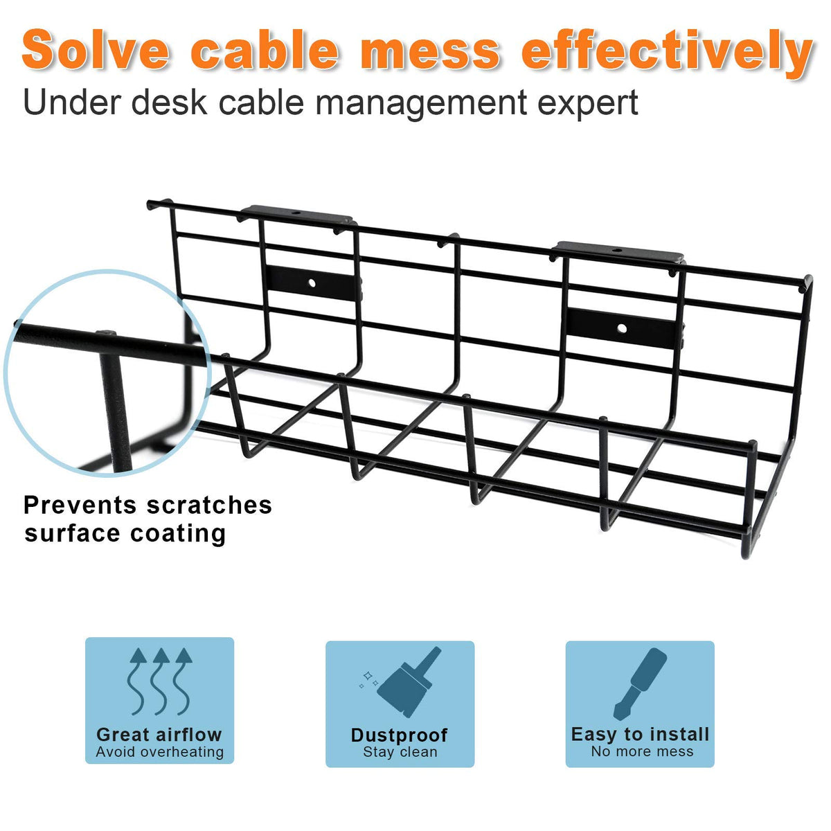 COYACOOL sturdy under-desk tray supports up to 15 lbs for reliable desk protection