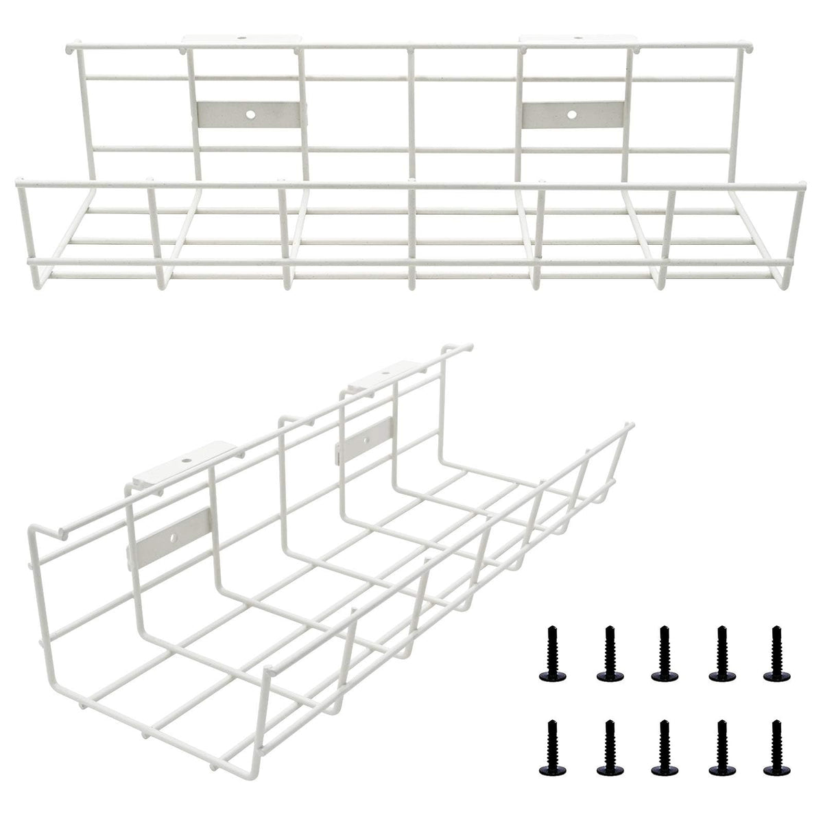 COYACOOL under-desk cable tray close-up shows sturdy metal construction for durable wire management.