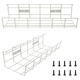 COYACOOL under-desk cable tray close-up shows sturdy metal construction for durable wire management.