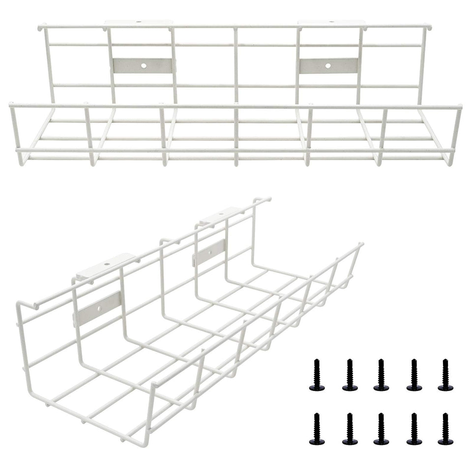 COYACOOL under-desk cable tray close-up shows sturdy metal construction for durable wire management.