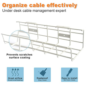 COYACOOL wire management under desk organizes Ethernet and power cables.