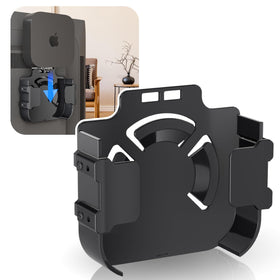 Cozcty Apple TV mount secured to the back of a TV for a clean, cable-free look.