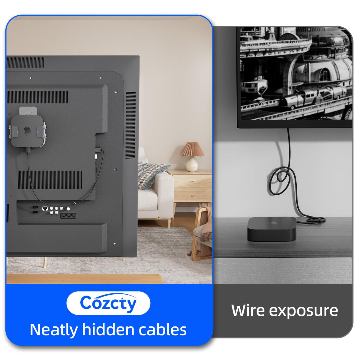 Cozcty Apple TV mount hardware kit included for quick, tool-ready installation