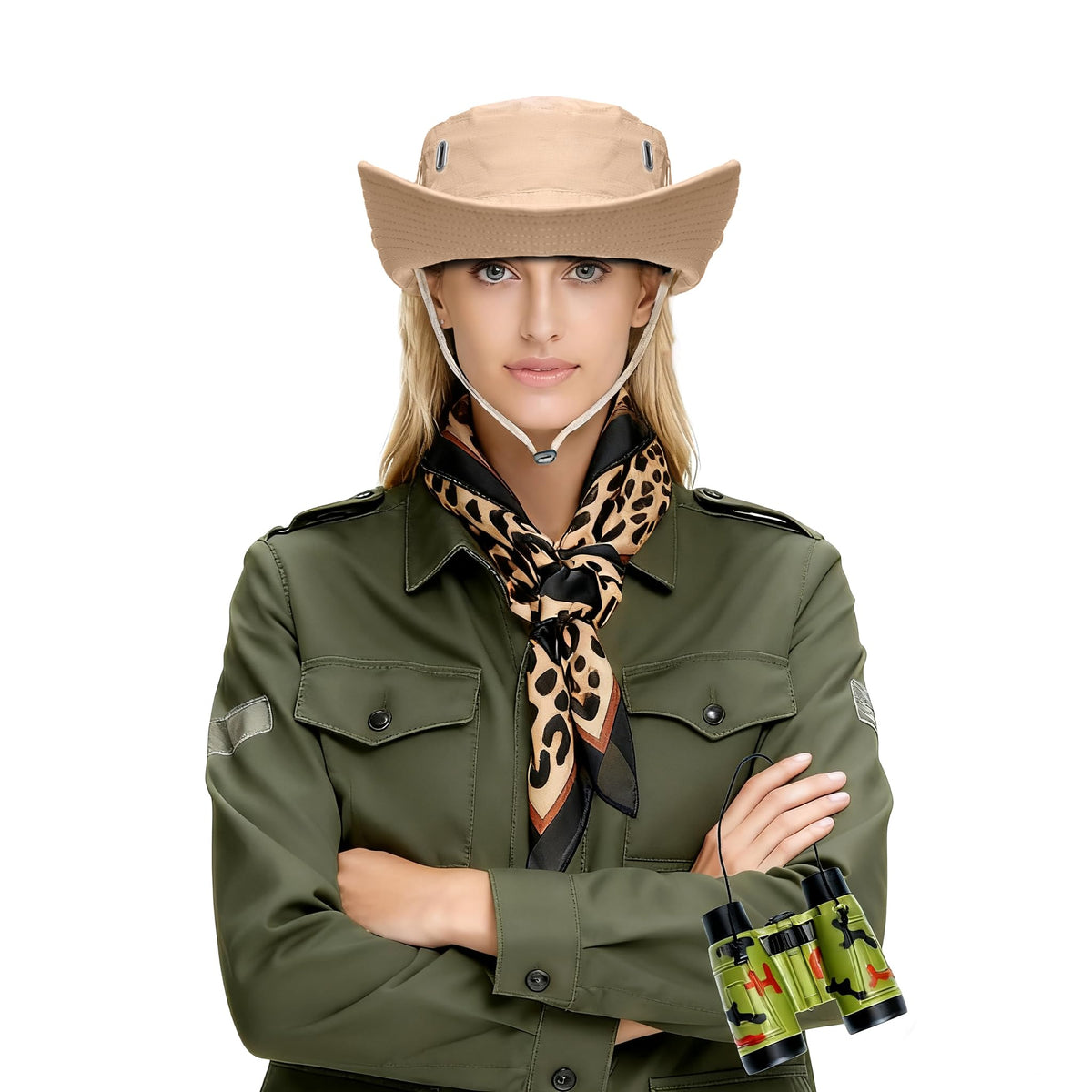 CozofLuv khaki sun hat provides ample shade and sun protection during outdoor adventures.