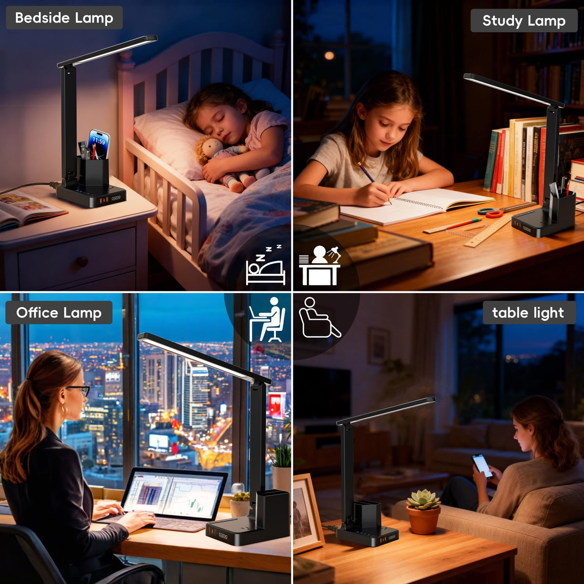 Cozoo lamp with memory function recalls last brightness setting.