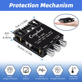 Dual TPA3116D2 chips visible on Cozychord ZK-1002T for HiFi performance and clarity
