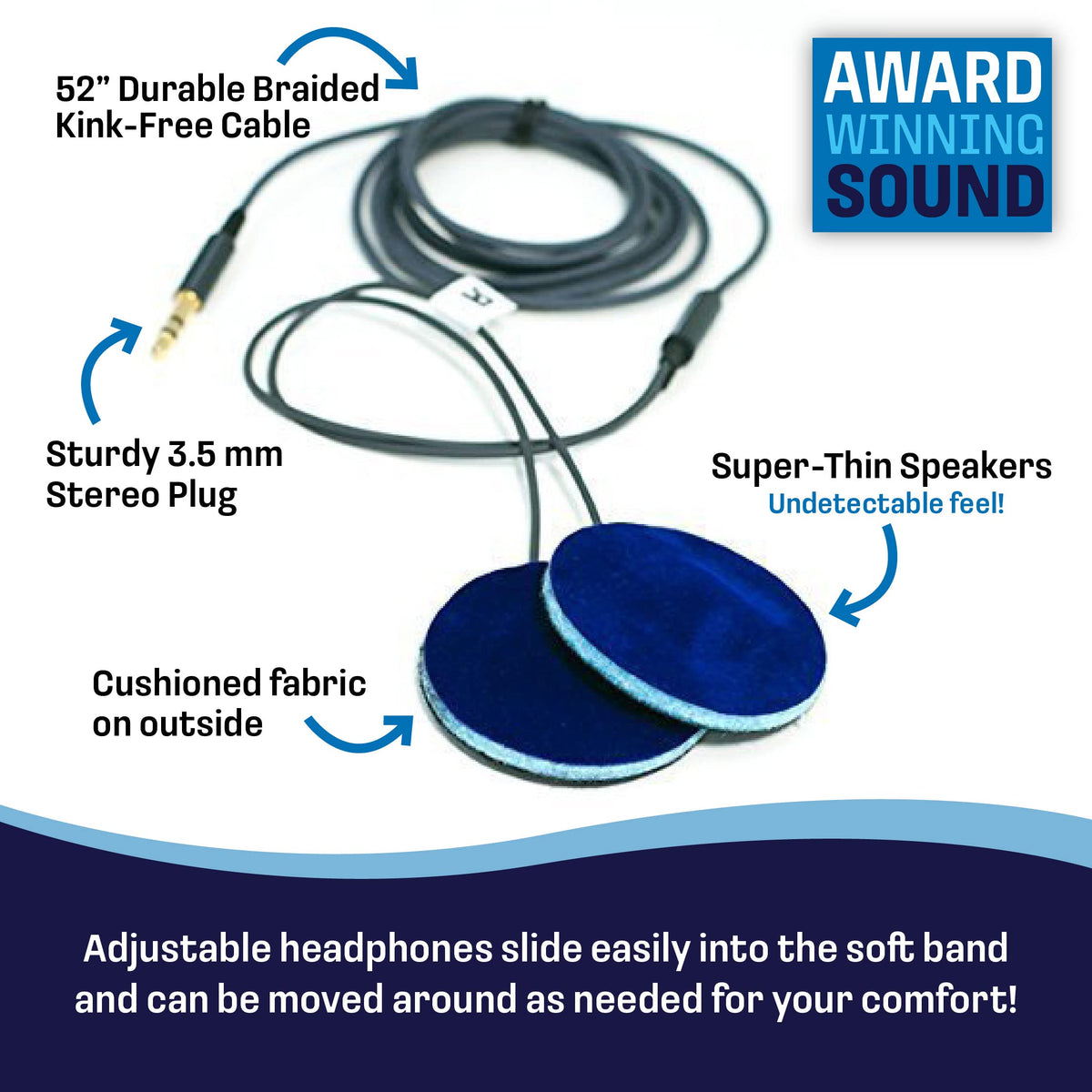CozyPhones 52-inch braided cord resists tangles and lasts through kid-friendly daily use.