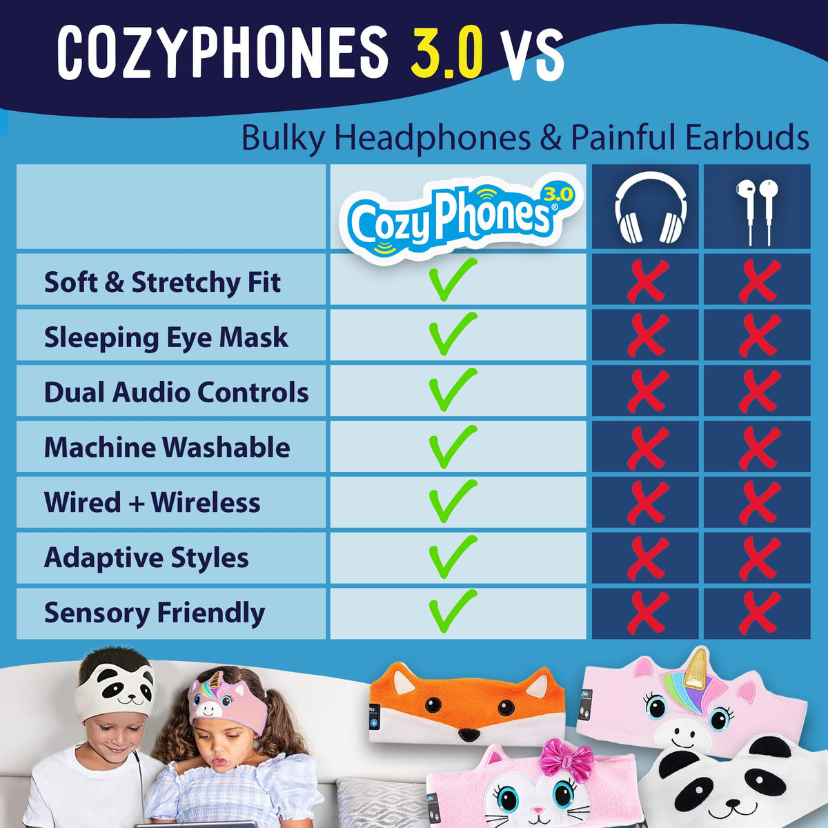CozyPhones folded inside mesh travel bag showing compact storage benefit