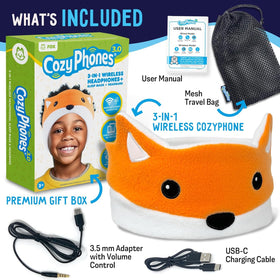 CozyPhones wired adapter and 3.5 mm cable with in-line mic for non-Bluetooth devices