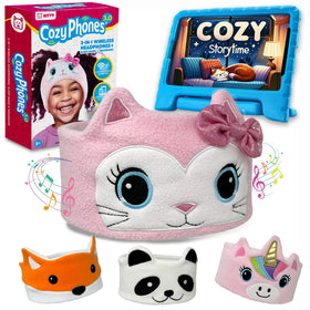 CozyPhones front view showing kitty design and comfortable fit benefit