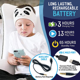 CozyPhones worn by a toddler sleeping, illustrating calming sleep and travel comfort