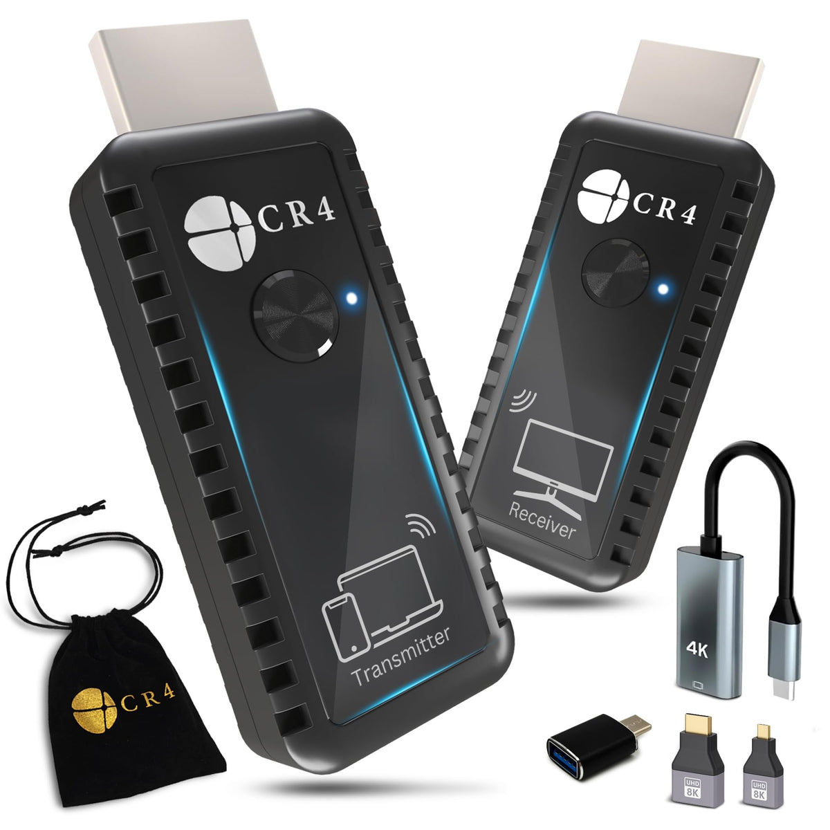 CR4 front view of transmitter and receiver showing compact design and easy setup benefit