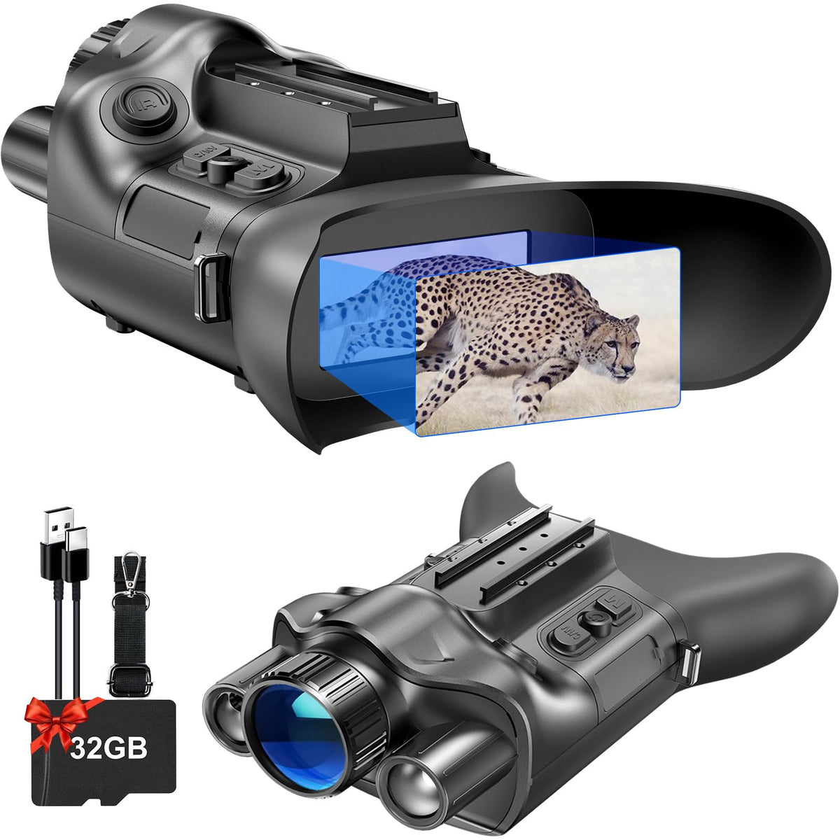 Crangcam 4K day-night binoculars with rangefinder for precise targeting in outdoor missions.
