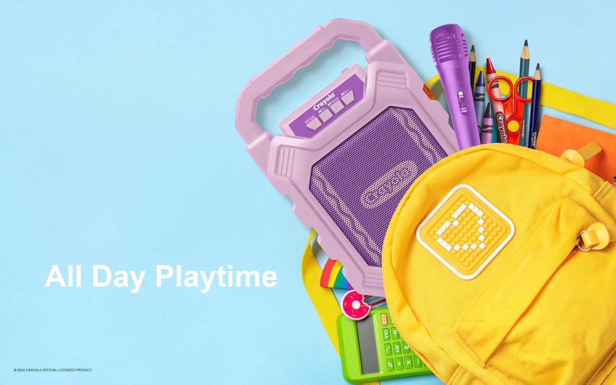 Crayola Mini Karaoke side profile highlighting compact portability for travel