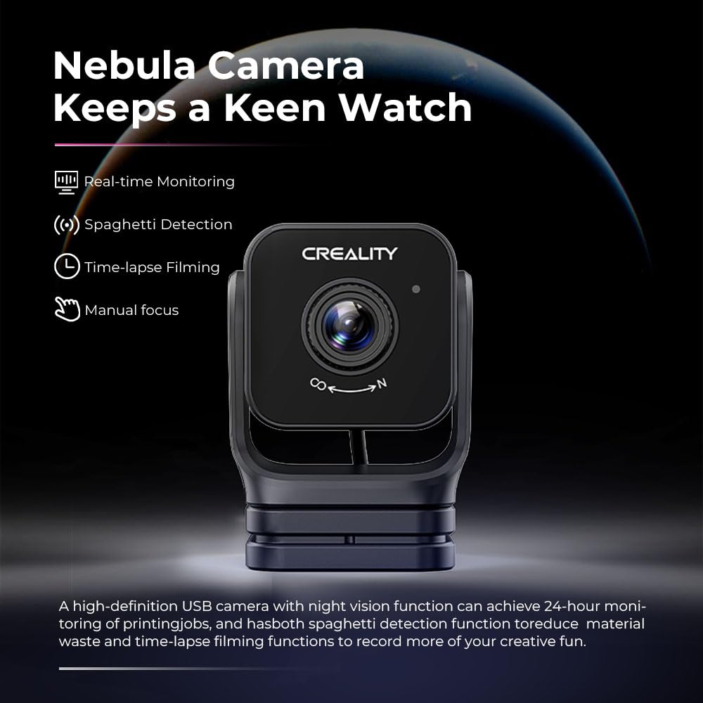 Creality Nebula Camera time-lapse captures full print progress for review.