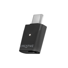 Creative BT-W6 front view showing compact USB-C plug and sleek finish for easy portability
