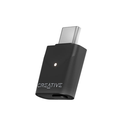Creative BT-W6 front view showing compact USB-C plug and sleek finish for easy portability