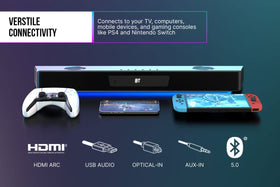 Creative Katana V2X angled side view highlighting compact footprint