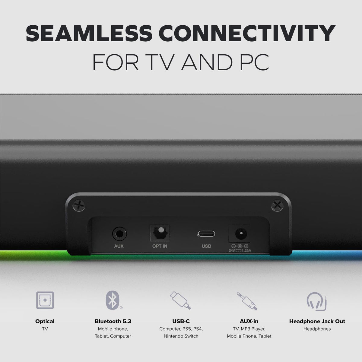 Creative Labs Sound Blaster GS5 RGB in-use for immersive gaming audio