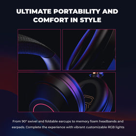 90-degree swivel and foldable earcups for portable comfort