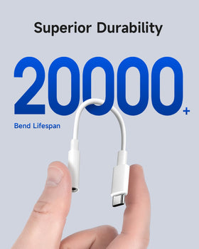 Criello USB-C to 3.5mm adapter close-up cord highlighting durable sheath