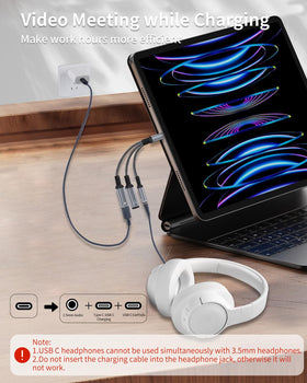 Criello USB-C to 3.5mm adapter close-up of the DAC chip for high-fidelity sound.