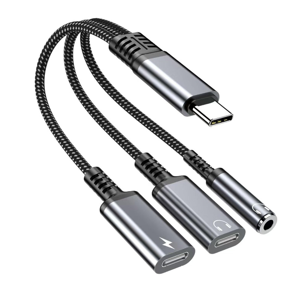 Criello USB-C to 3.5mm adapter front view shows compact, versatile charging and listening on the go.